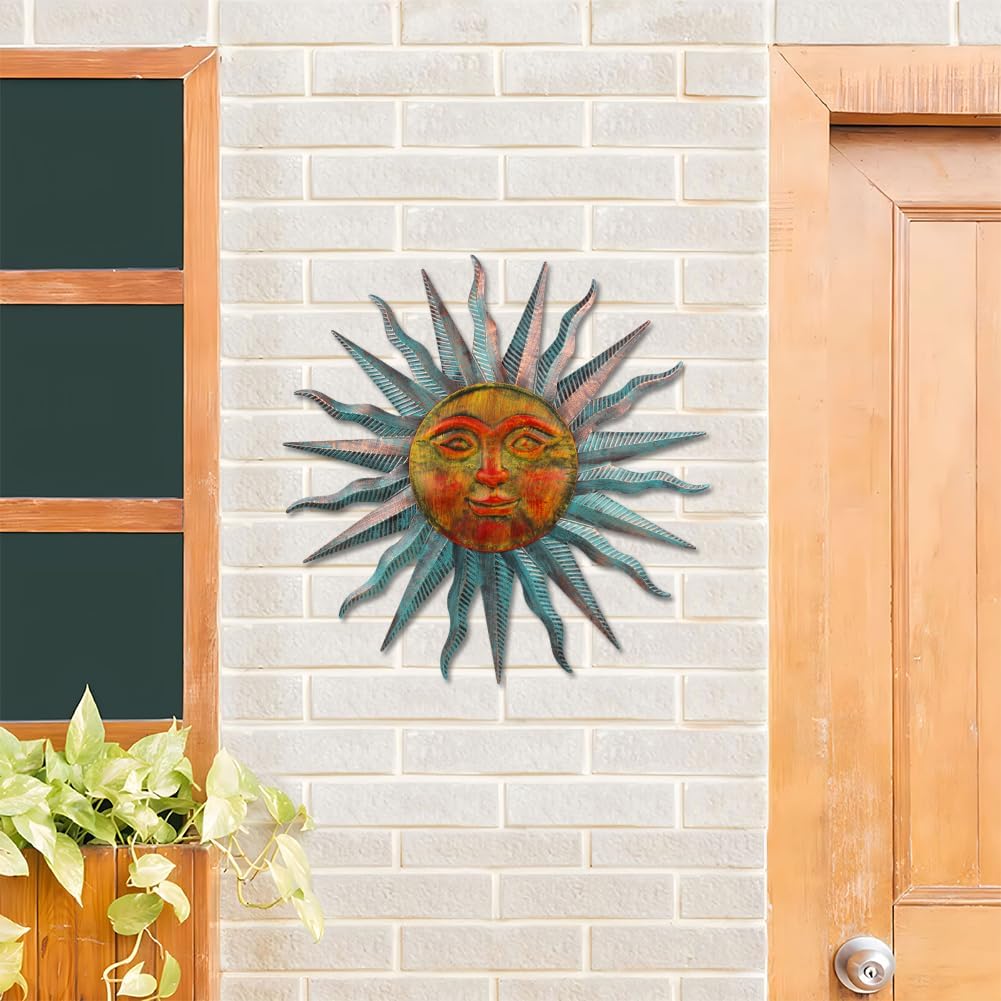 VEWOGARDEN Decoración de pared exterior con diseño de sol, 28 pulga...