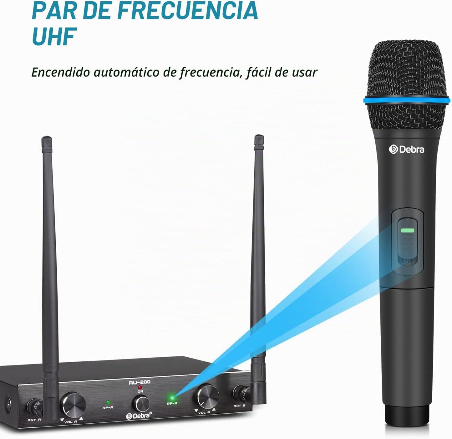 D Debra Audio AU200 Pro UHF Sistema de micrófono inalámbrico de 2 c...