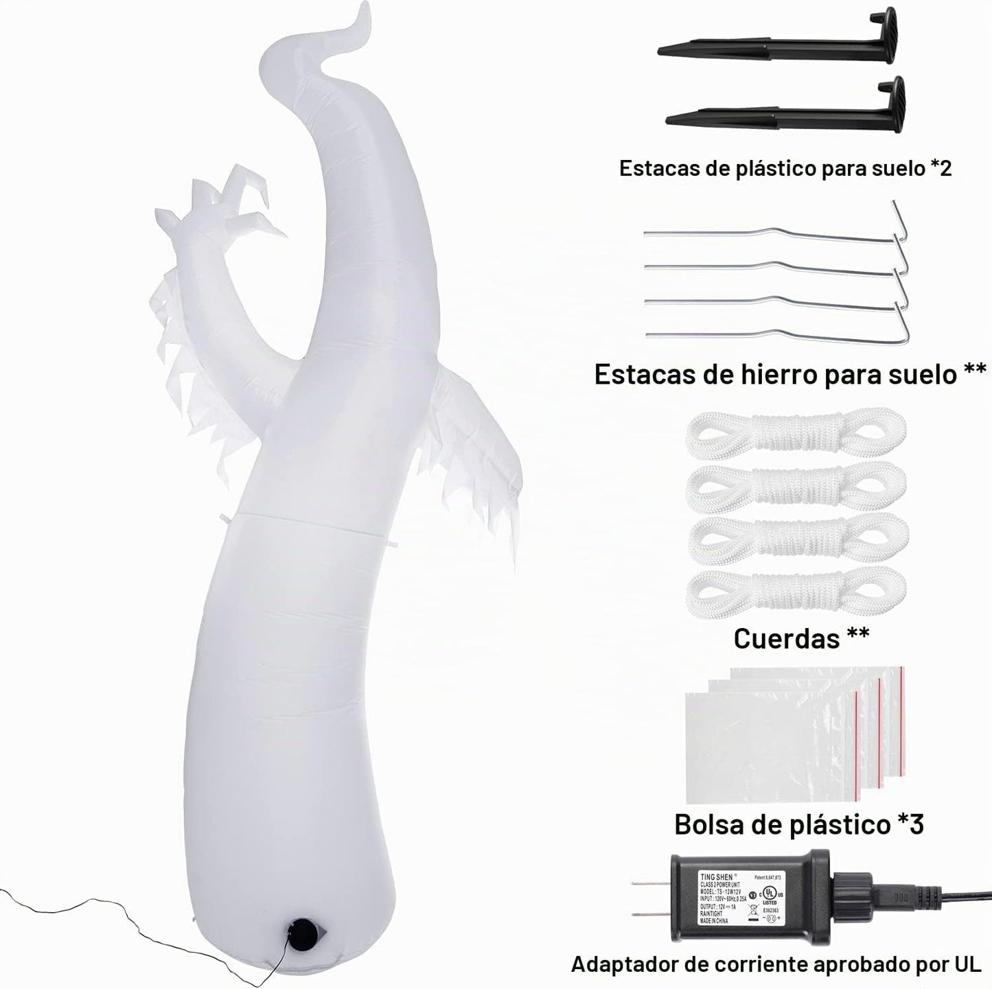 Sizonjoy Fantasma inflable gigante de Halloween de 12 pies, decorac...