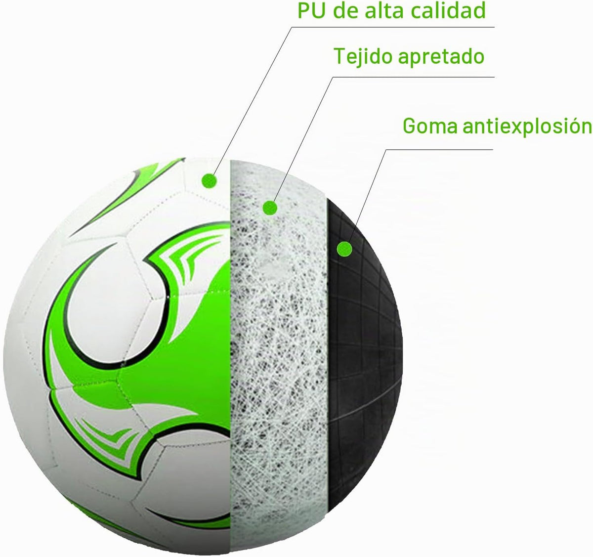 SPDTECH Balón de fútbol tamaño 3, 4, 5 con aguja de bomba, diseño a...