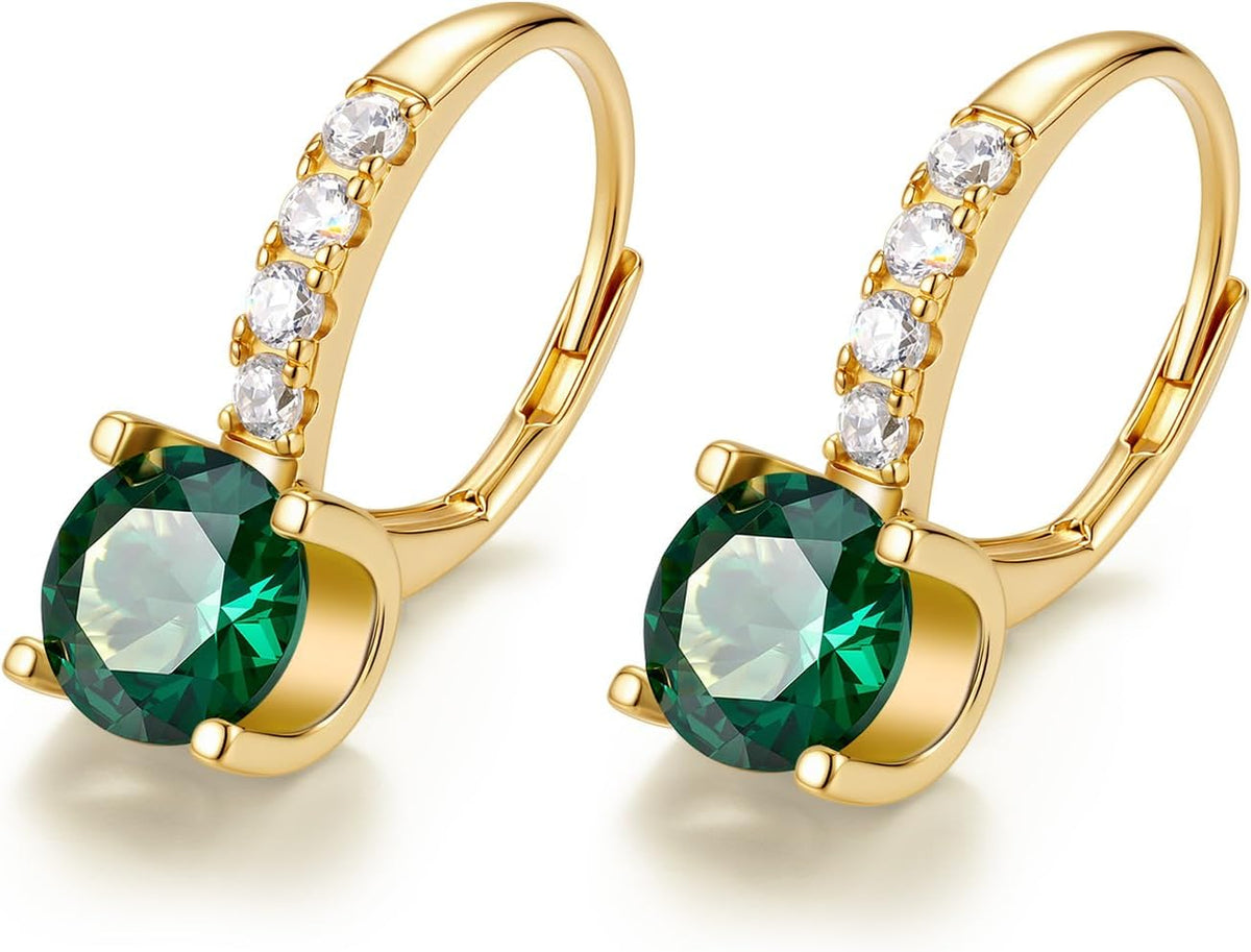 FANCIME Pendientes colgantes de plata de ley chapada en oro de 14 q...