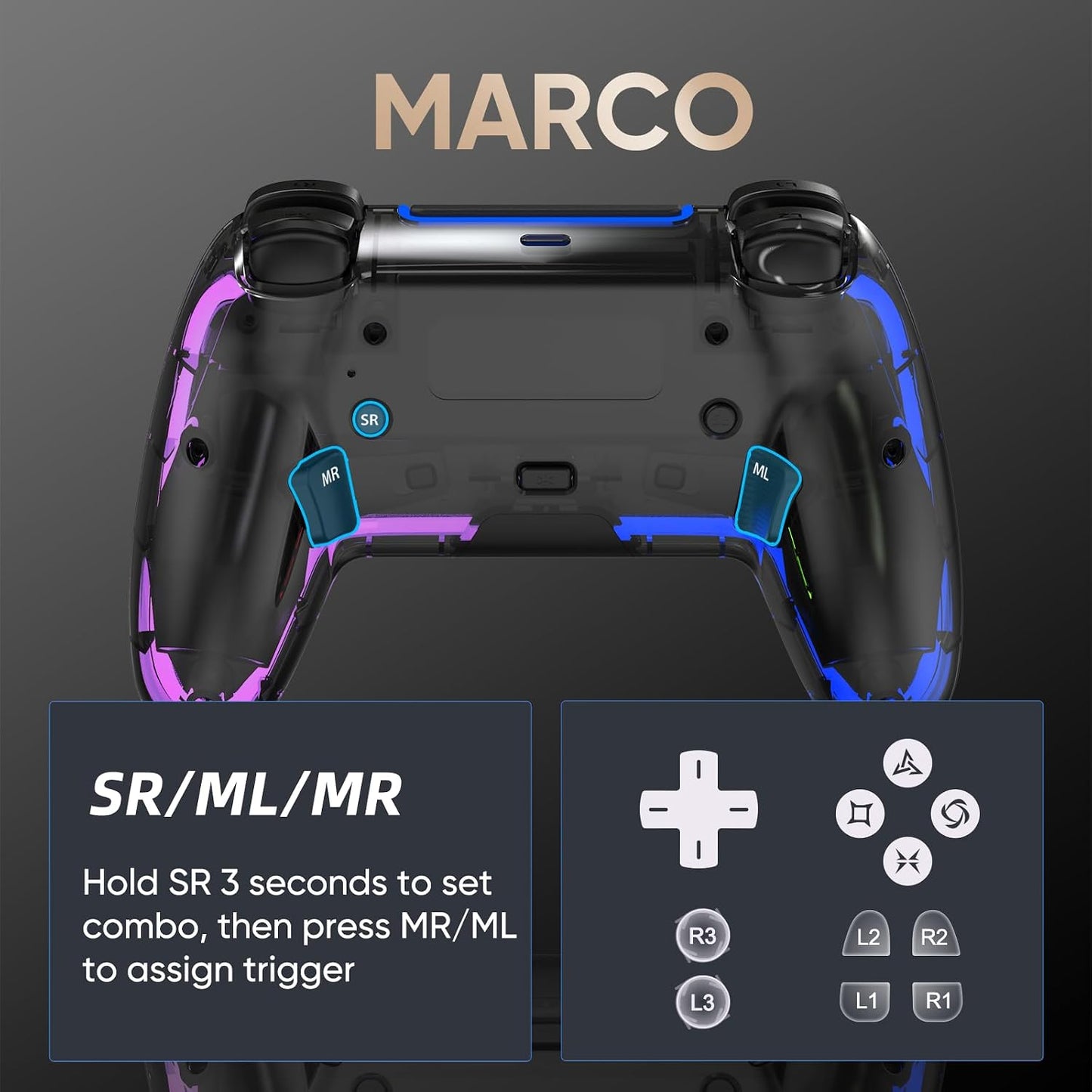 BETMI Controlador inalámbrico para PS5, Pro\/Slim\/MAC\/Steam Deck\...