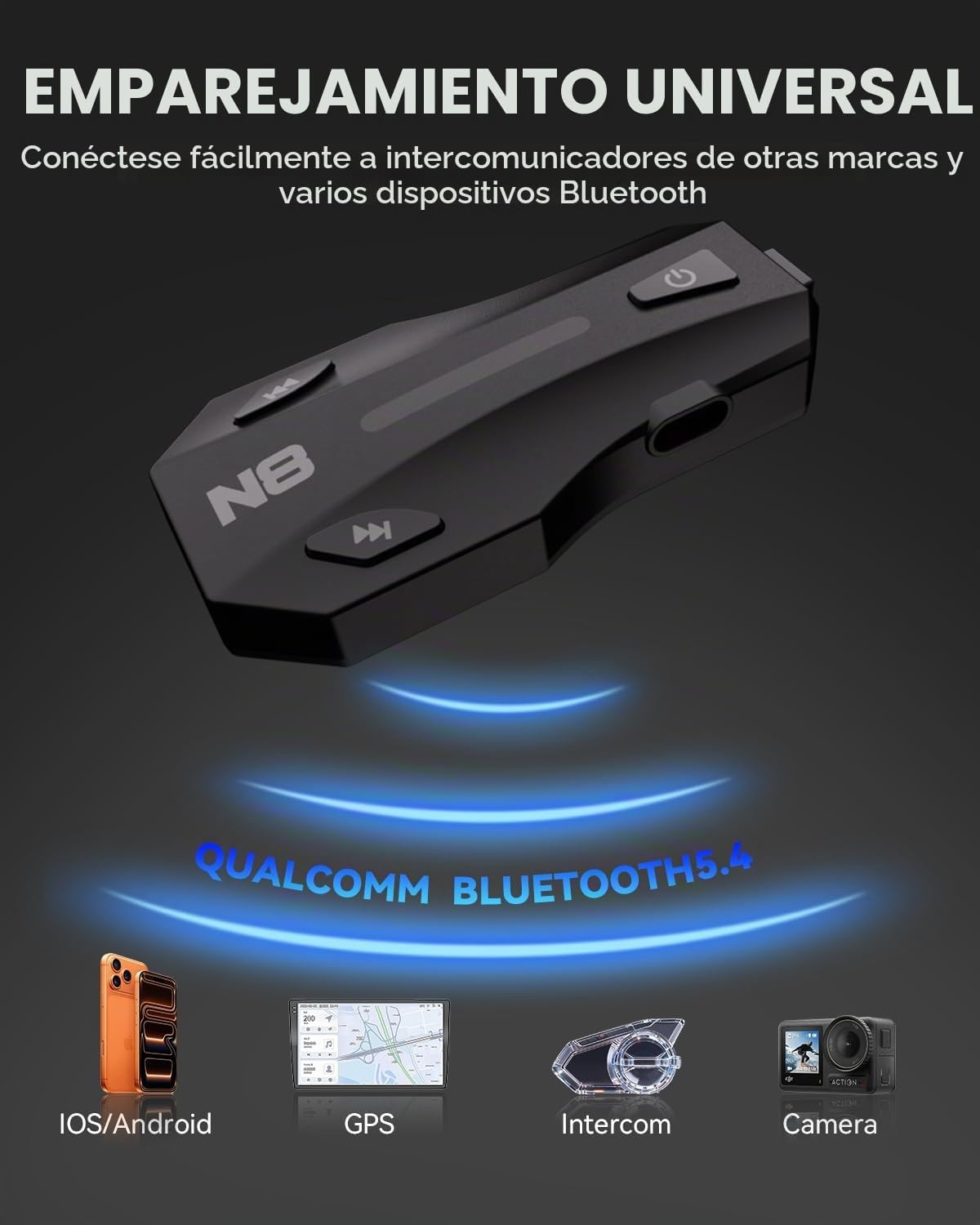NYTALK N8 8 Riders Casco de motocicleta Bluetooth con altavoces de...