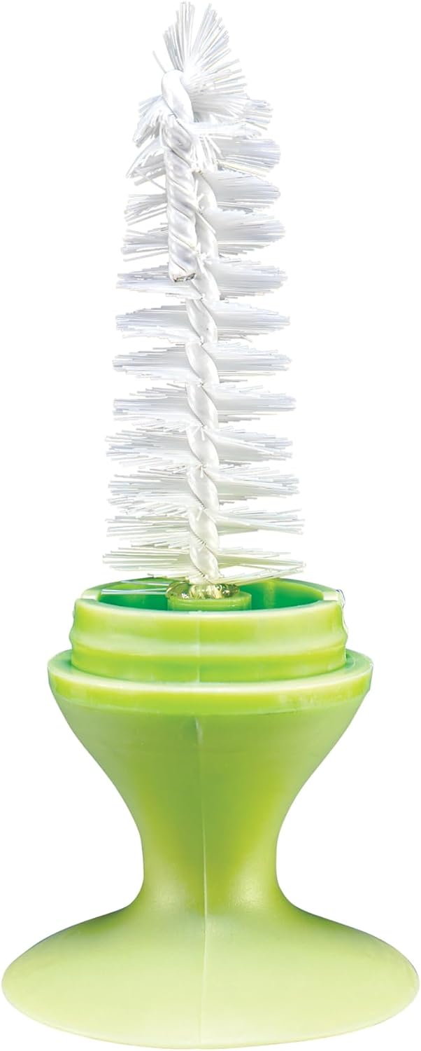 Nuby Cepillo 2 en 1 para biberón con soporte, cerdas de nailon suav...