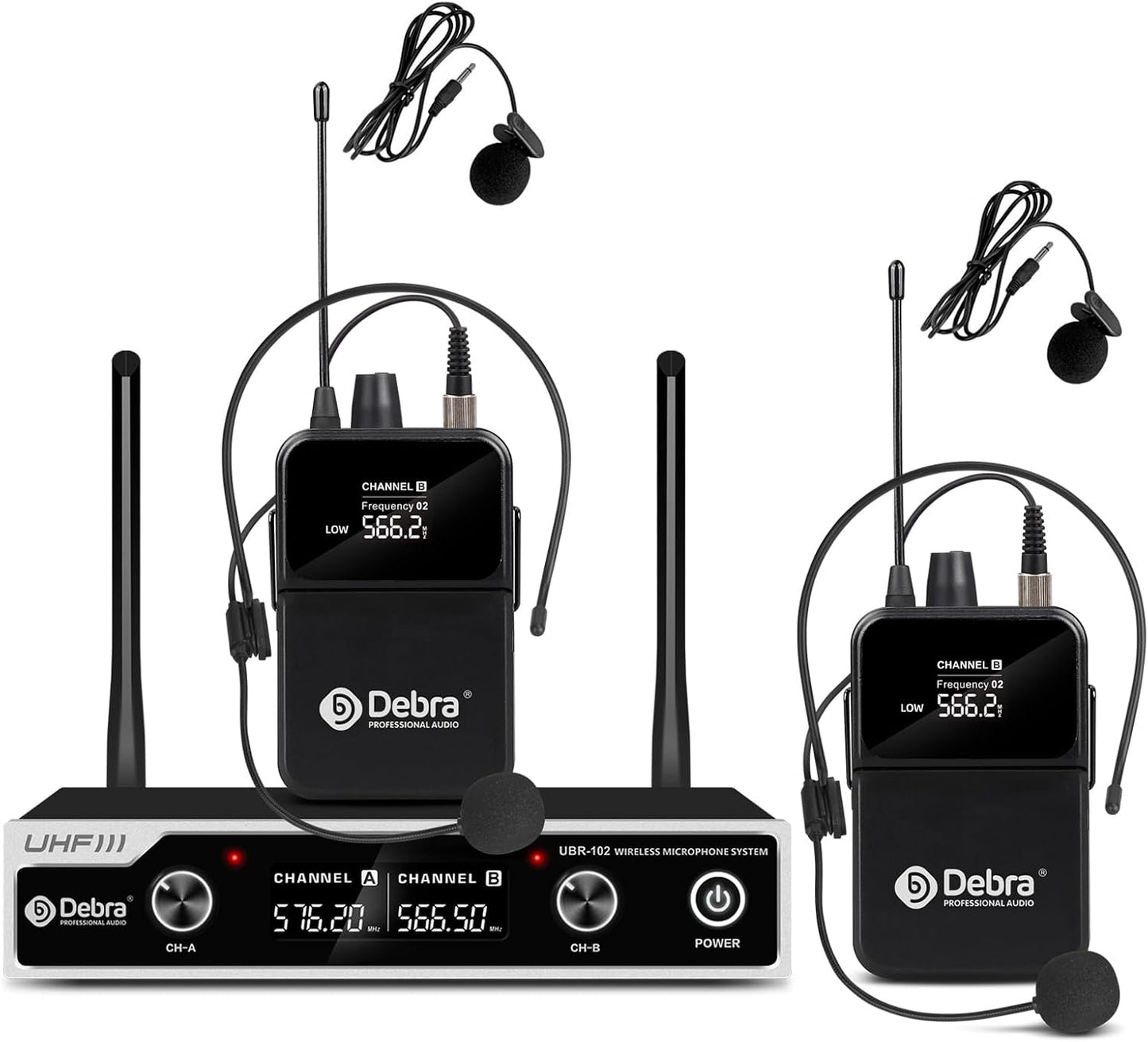D Debra Sistema de micrófono inalámbrico UHF UBR-102 con micrófonos...