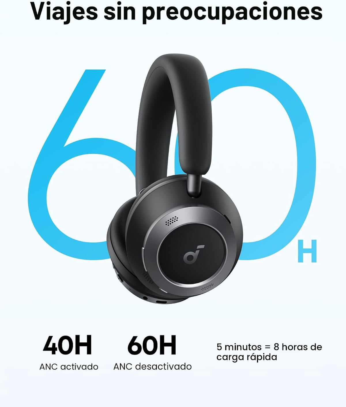 Soundcore Space One Pro, auriculares supraaurales FlexiCurve, auric...