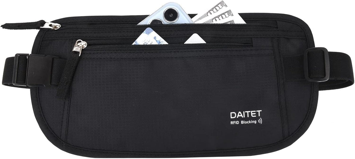 DAITET Cinturón de dinero, soporte para pasaporte, cartera de viaje...