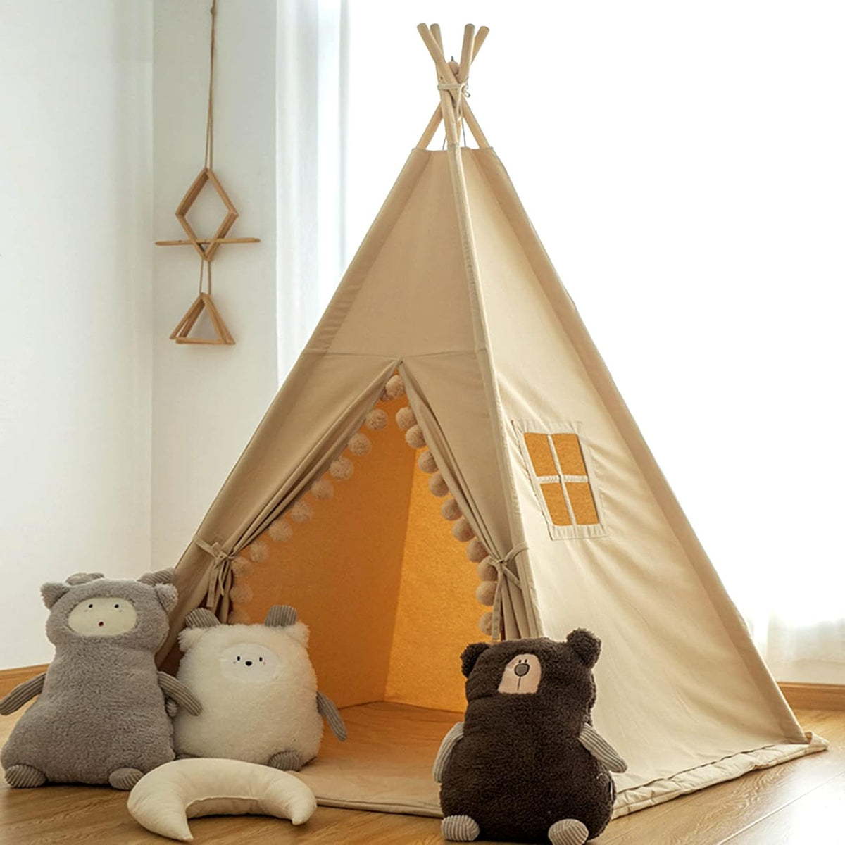 Tipi para niños, carpa de interior con alfombra de piso, bolsa de t...
