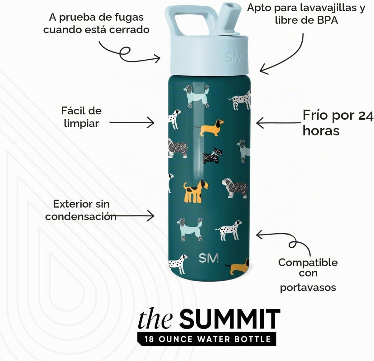 Simple Modern - Botella de agua para niños de la colección Summit c...