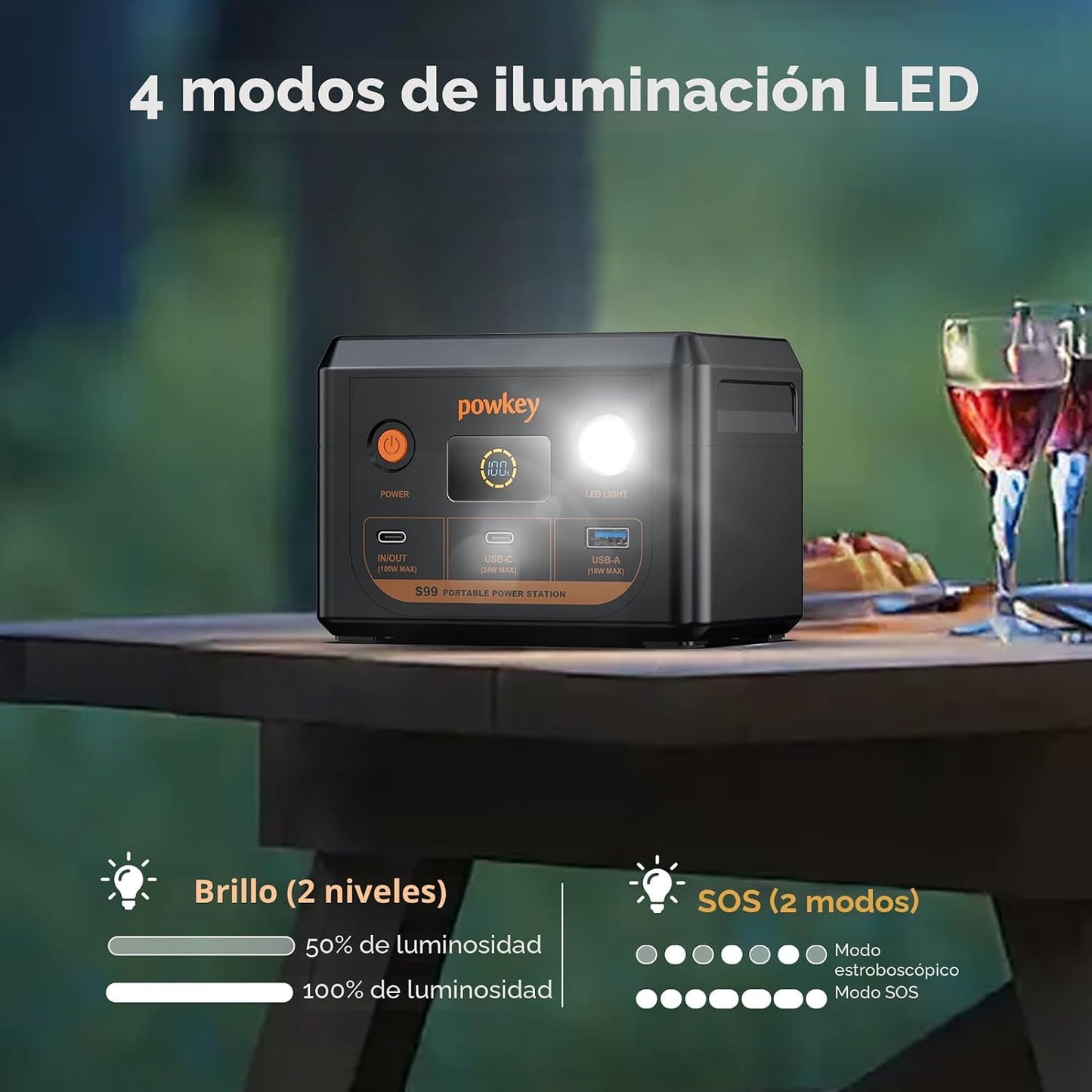 powkey Estación de energía para portátil 30000mAh 100W Cargador por...