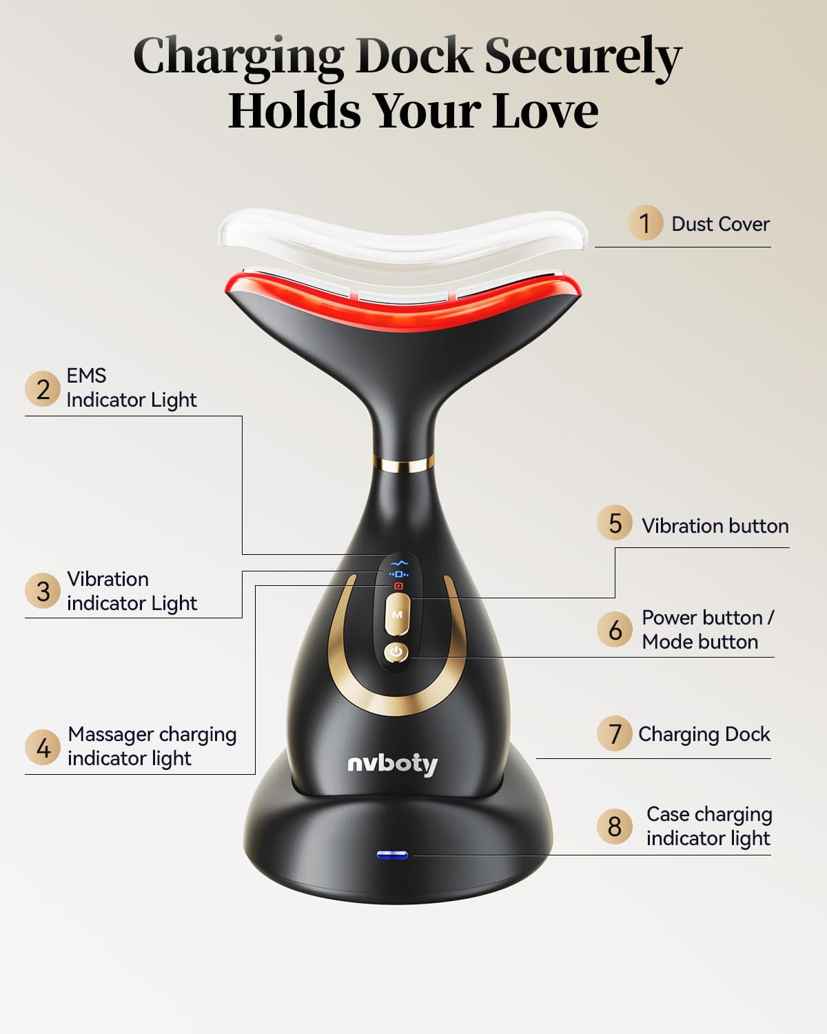 VTAZIY Masajeador facial 4 en 1, terapia de luz roja LED de 9 color...