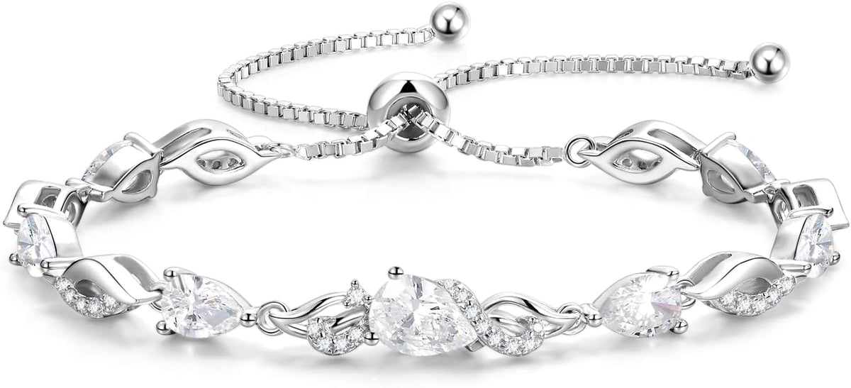 FANCIME Pulsera de piedra natal para mujer Pulsera de tenis ajustab...