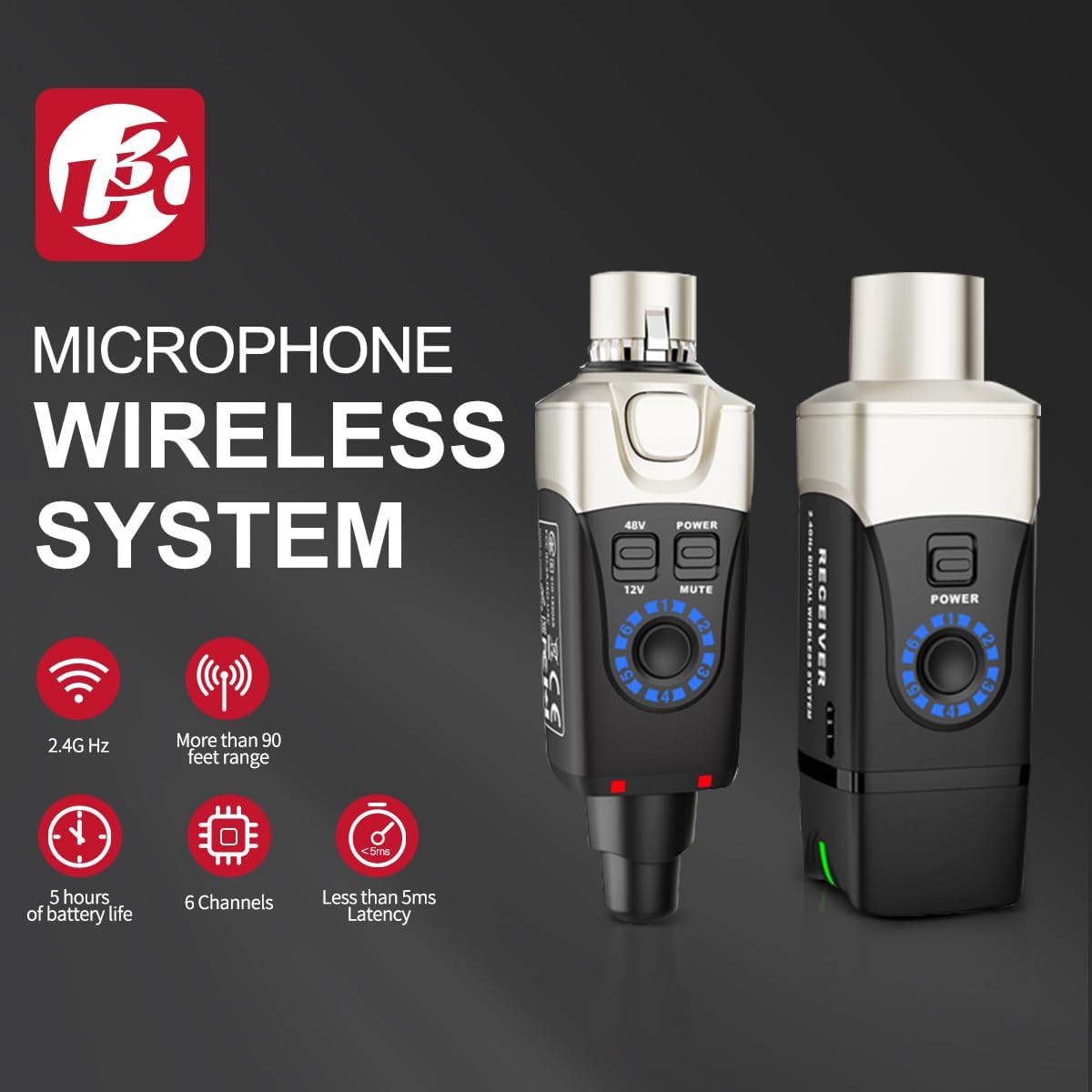 Xvive U3C Sistema inalámbrico de enchufe XLR para micrófono de cond...