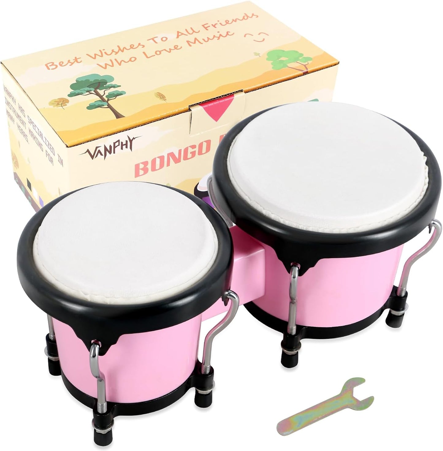 VANPHY Juego de Tambores Bongo de 4'' y 5'' para Ni...