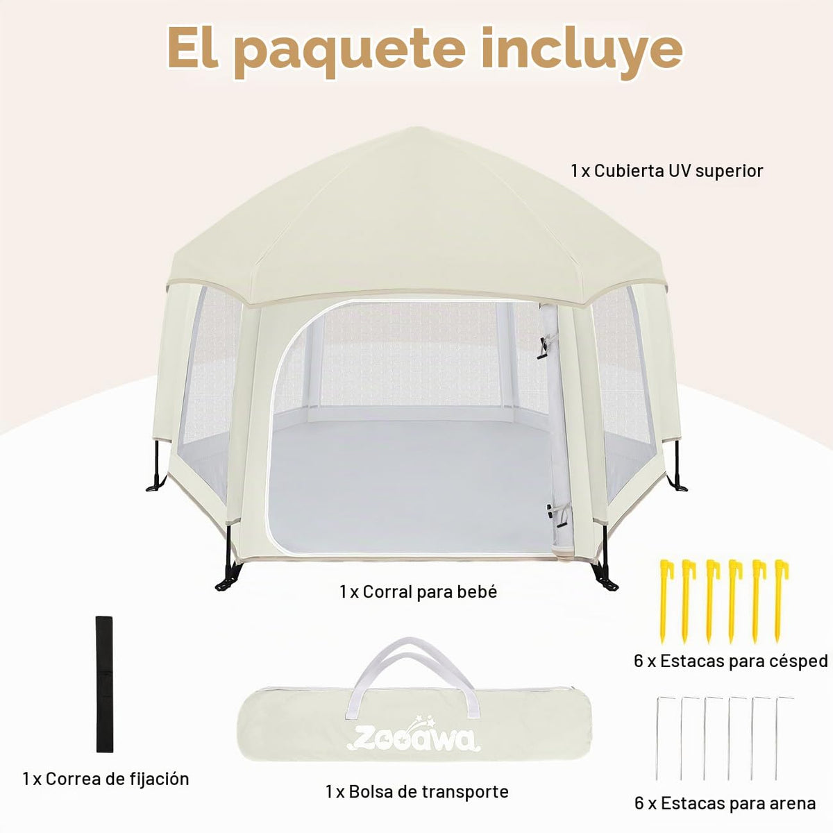 Zooawa Corralito desplegable para bebé, corralito portátil para beb...