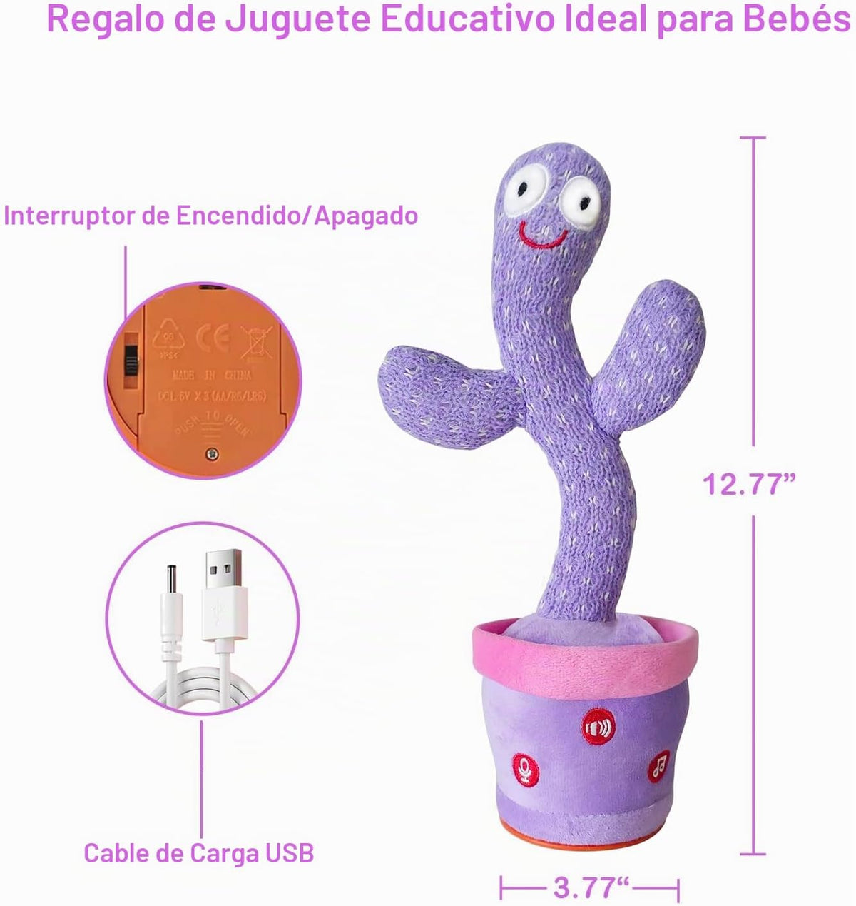 Juguete recargable del cactus que habla que baila, juguetes ajustab...