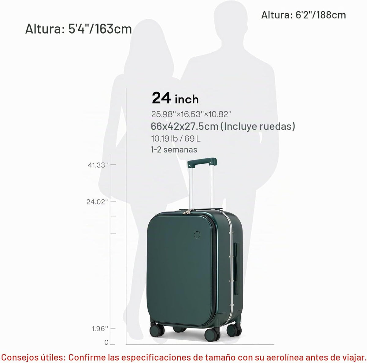 Maleta de equipaje mixi con ruedas giratorias, maleta de viaje con...