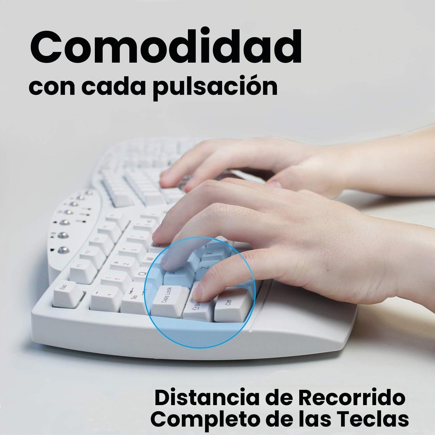 Perixx Periboard-612 - Teclado USB inalámbrico ergonómico dividido,...