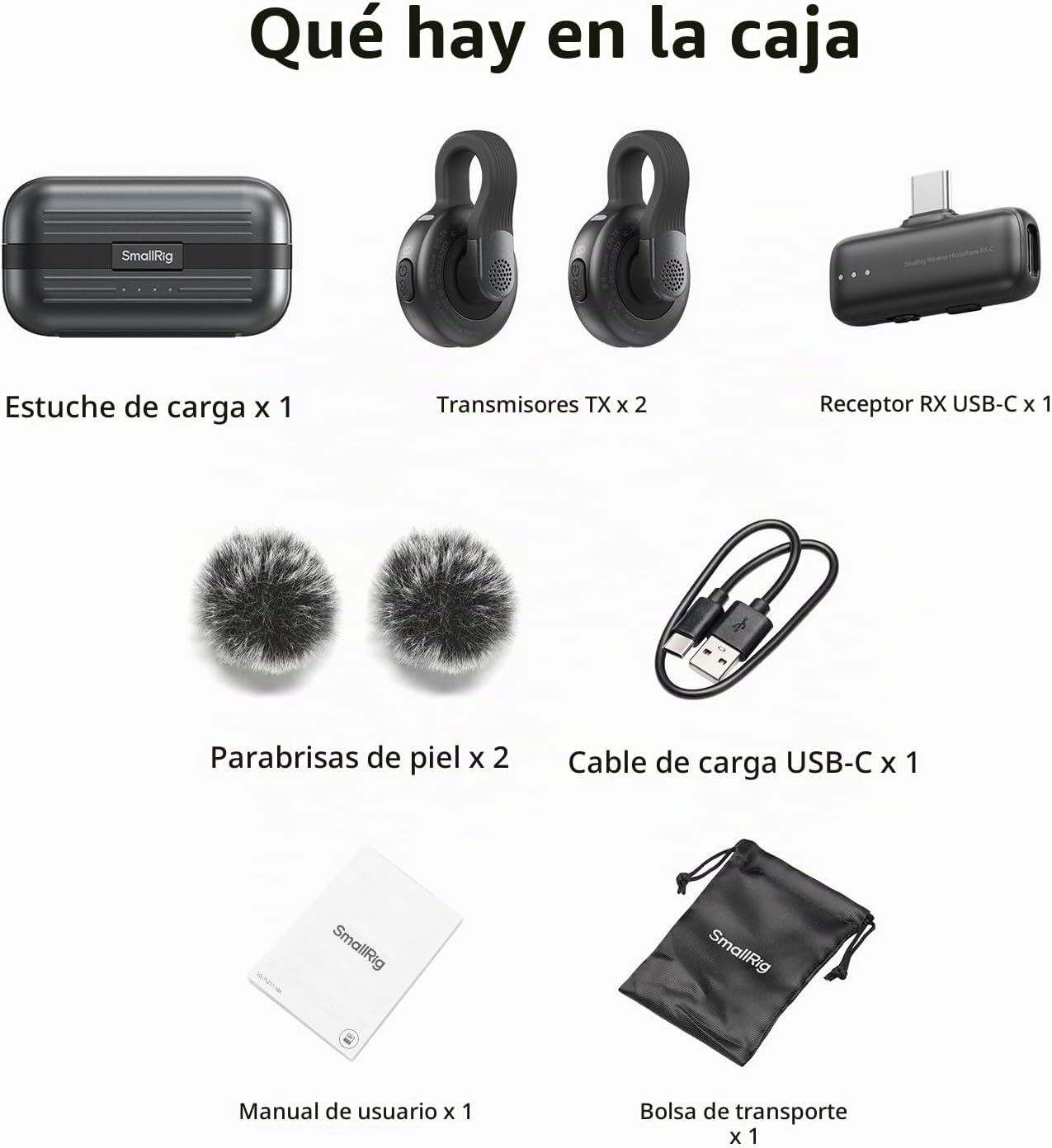 SMALLRIG S70-C2 Micrófono Inalámbrico (2 TX + 1 RX + Funda de Carga...