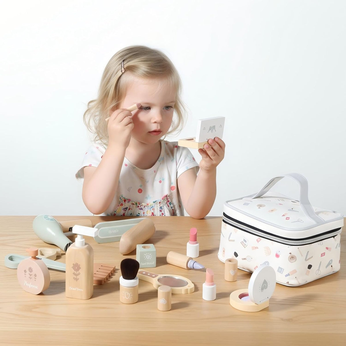 GAGAKU Juego de juguetes de maquillaje de madera para niños pequeño...