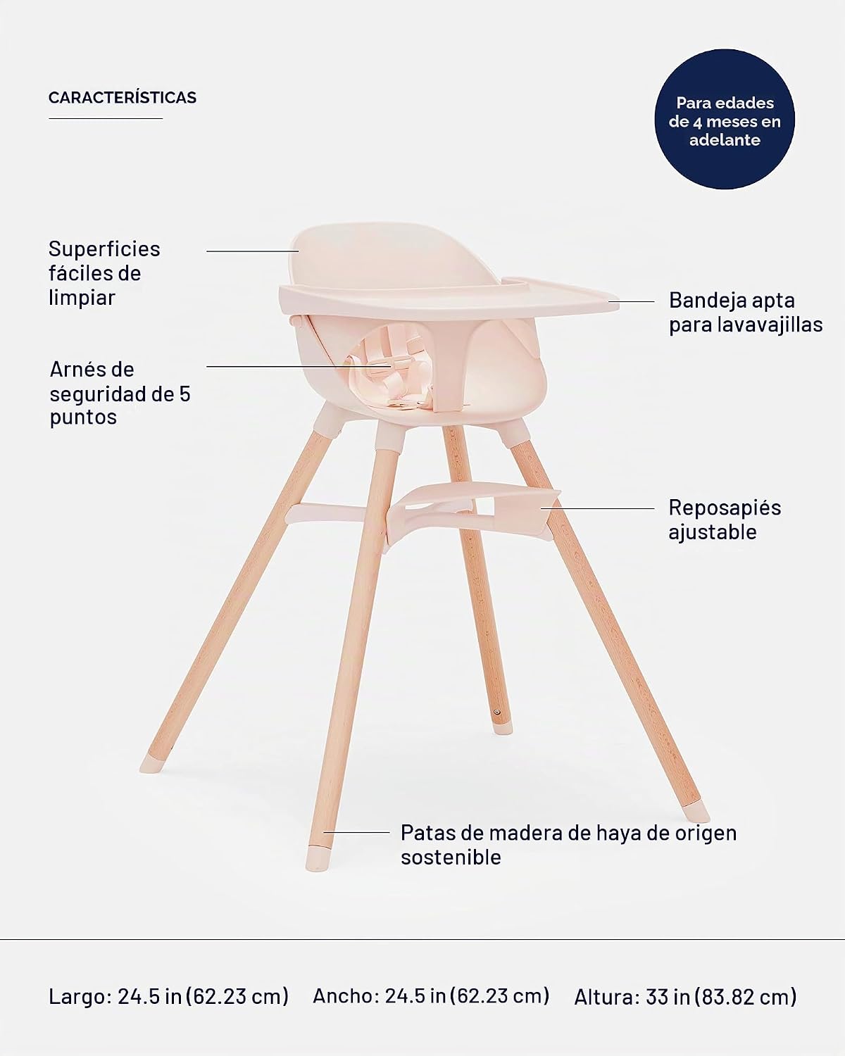 Lalo The Chair - Silla alta convertible 3 en 1 para bebés y niños p...