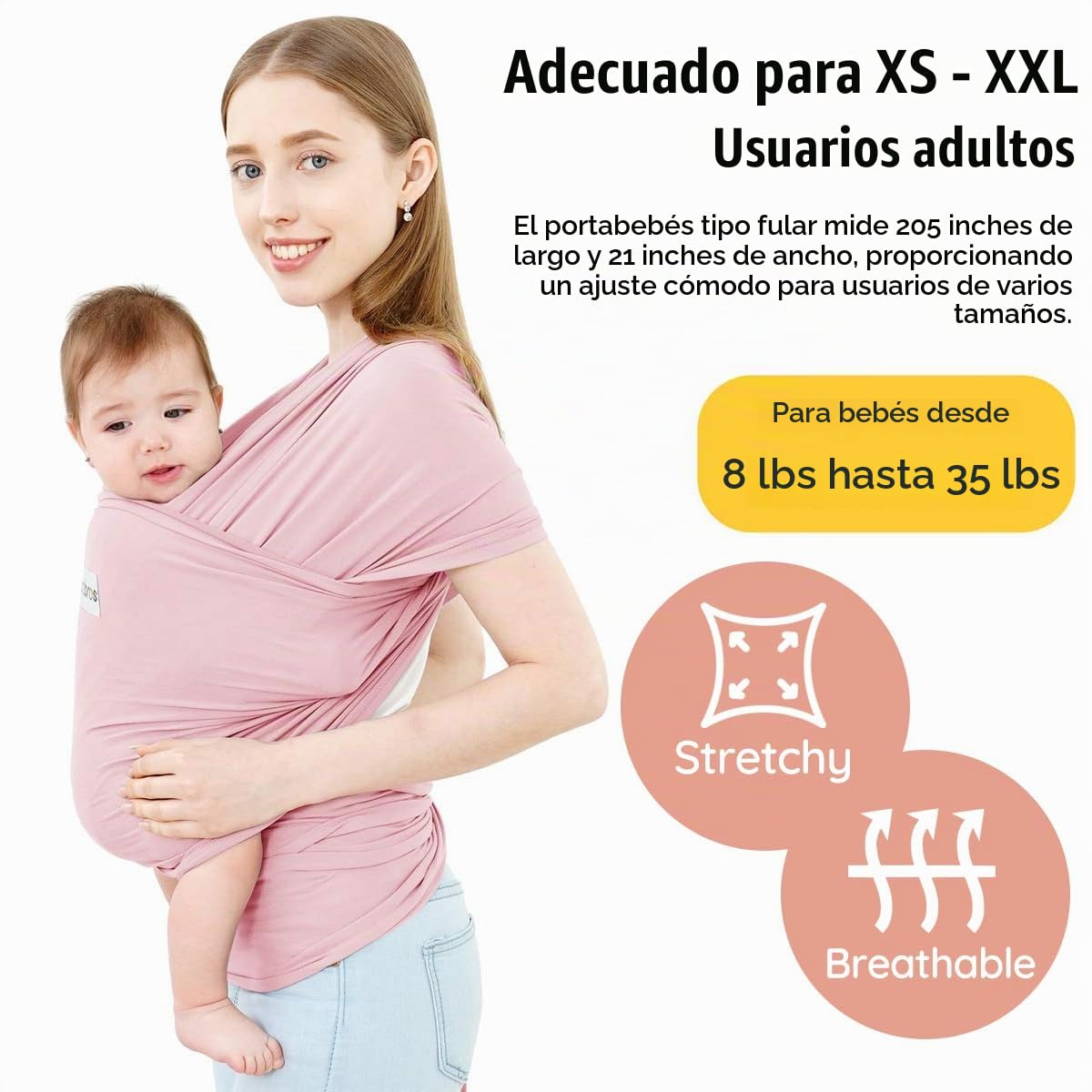 Acrabros Fular Portabebés, Portabebés de Manos Libres, Ligero, Tran...