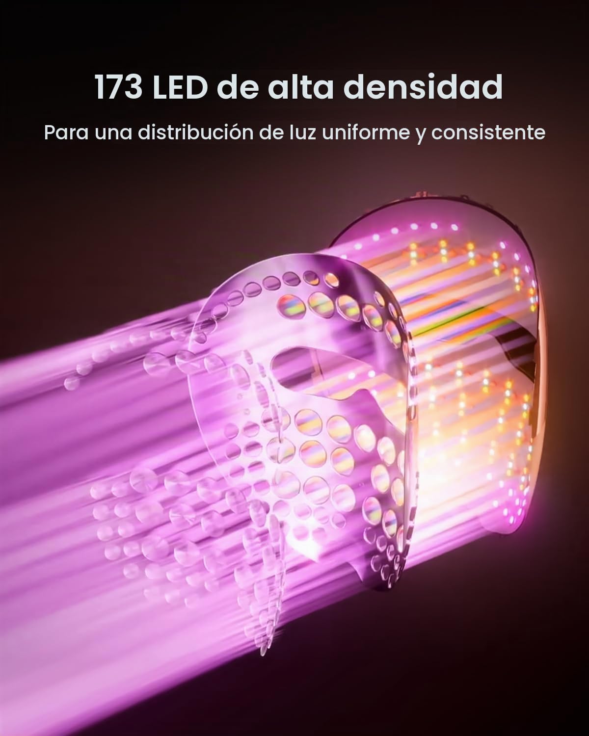 AMIRO Máscara de terapia de luz 5 en 1 para cara con 3 modos, plata...