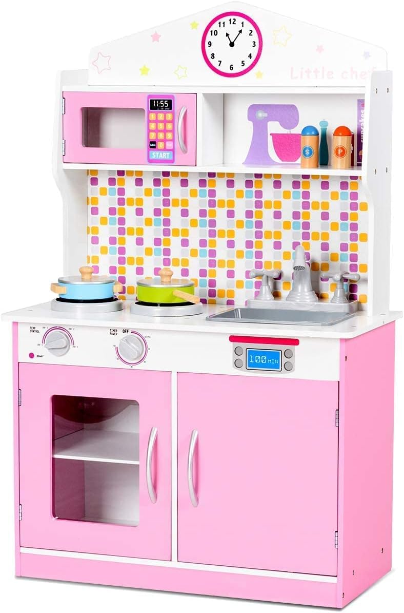 OLAKIDS - Juego de cocina para niños, cocina de madera para niños p...