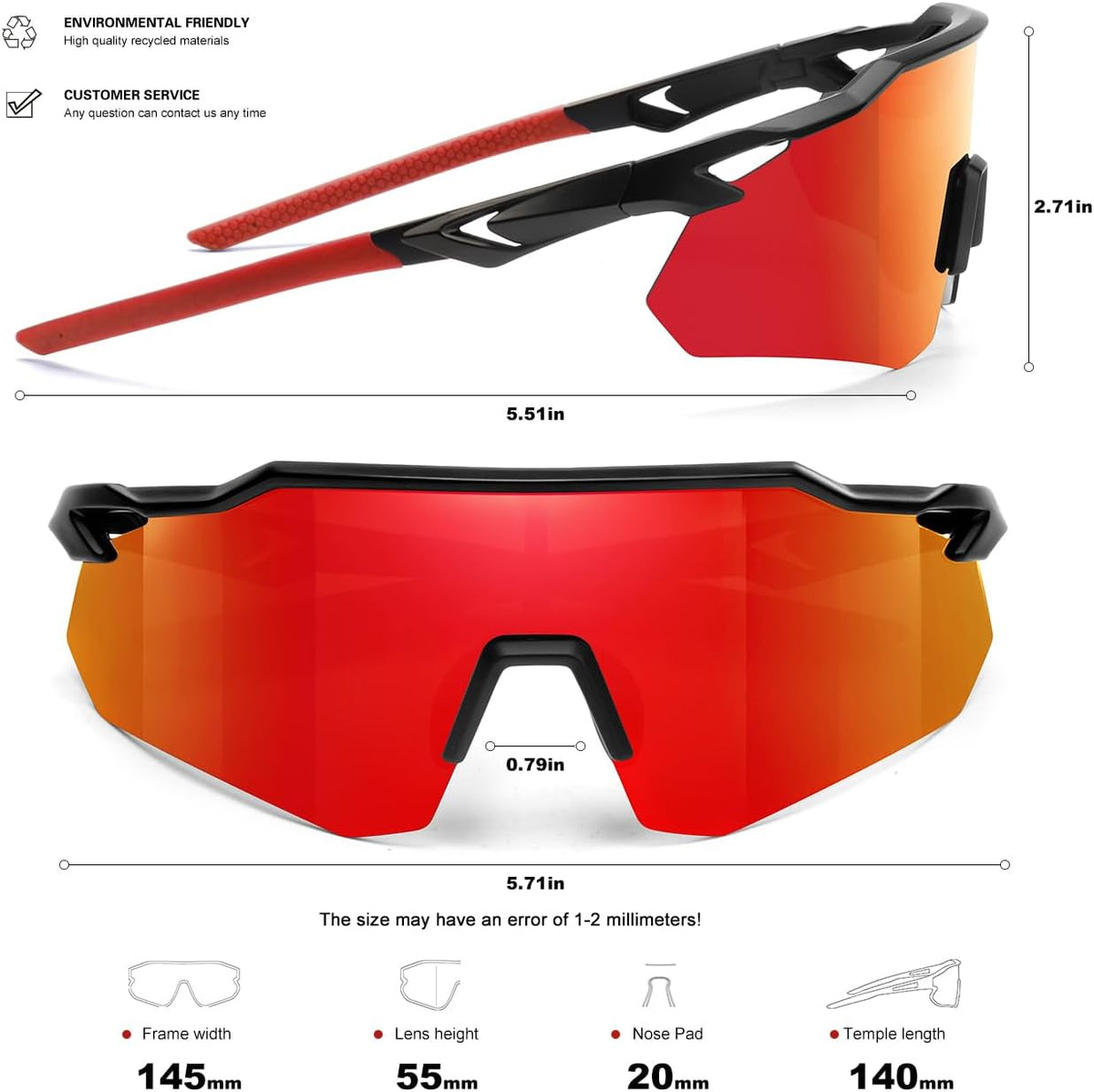 SEKKAF Gafas de sol deportivas polarizadas para hombres y mujeres,...