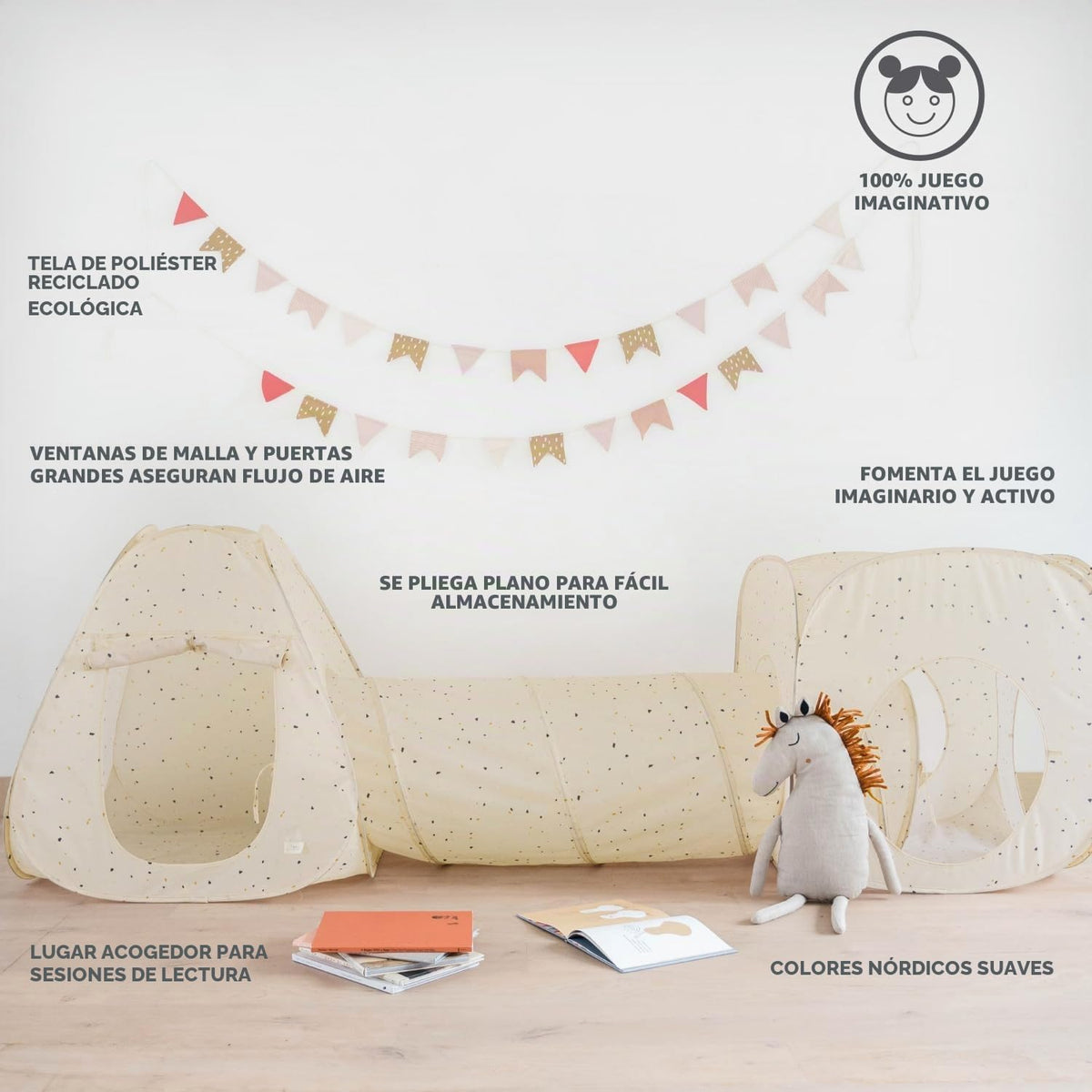 3 Sprouts Tienda de Juego y Túnel Plegable para Niños y Pequeños -...