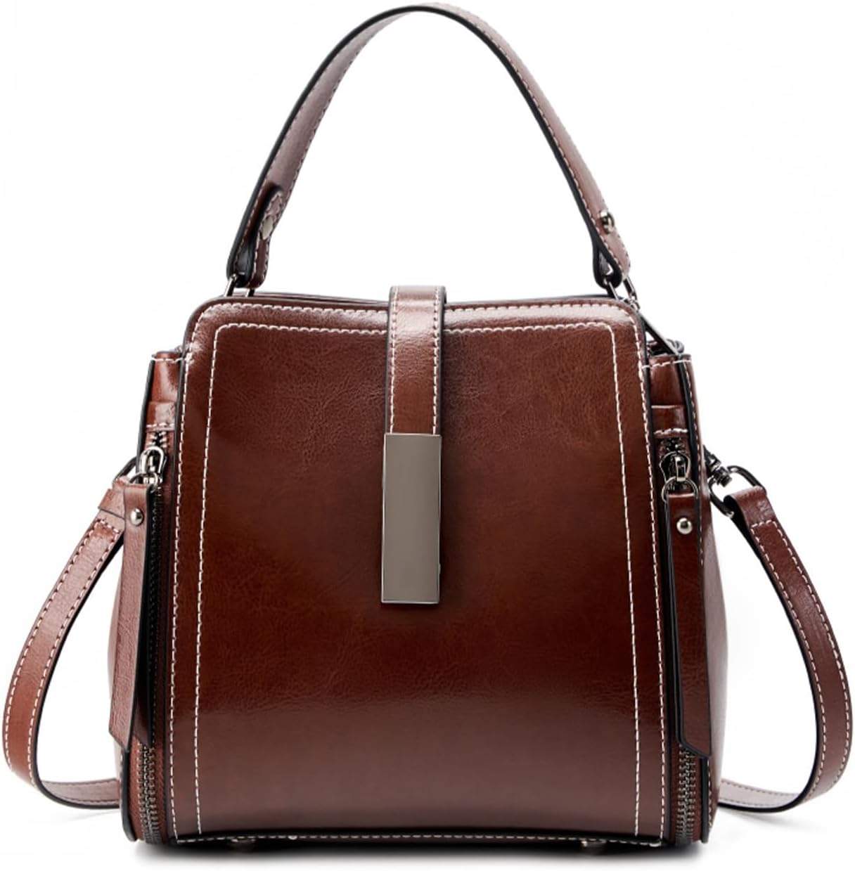 MoreFarther Bolsos cruzados de cuero genuino para mujer, bolsos de...