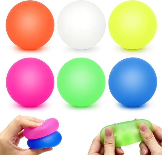 Juego de 6 bolas antiestrés, juguetes elásticos para aliviar la ans...