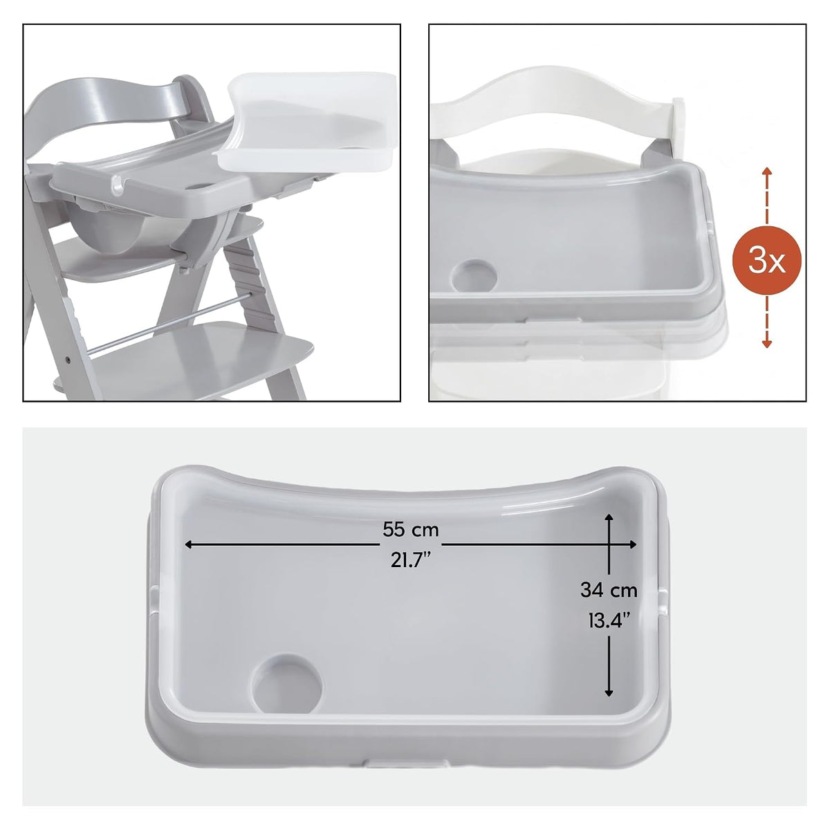 hauck Alpha+ Grow Along - Silla alta con mesa con bandeja, color gr...