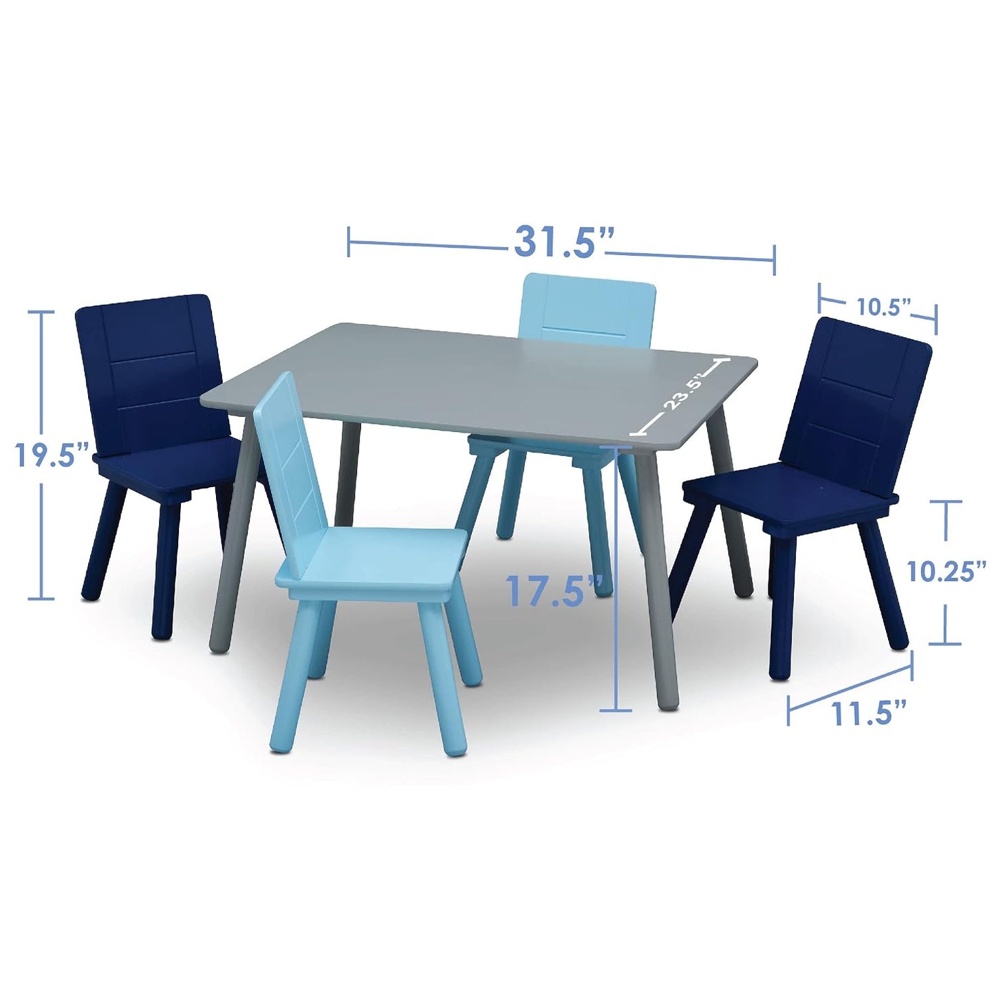 Delta Children Conjunto de mesa y sillas para niños (4 sillas inclu...