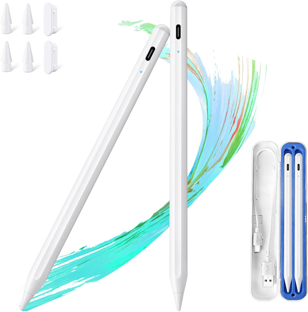Paquete de 2 lápices capacitivos para iPad 2018-2026, lápiz de carg...