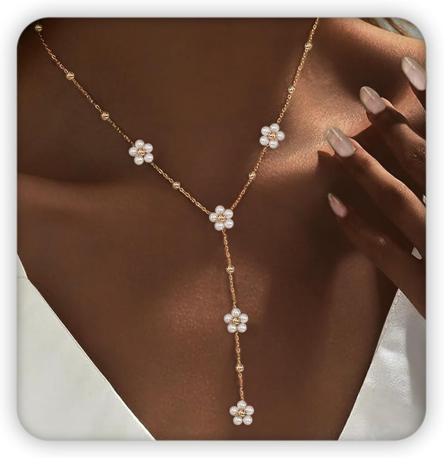 SmileBelle Collares de perlas, gargantilla de perlas de margarita p...