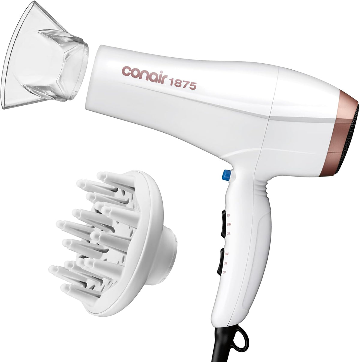 Conair Secador de pelo de cerámica doble con difusor y concentrador...