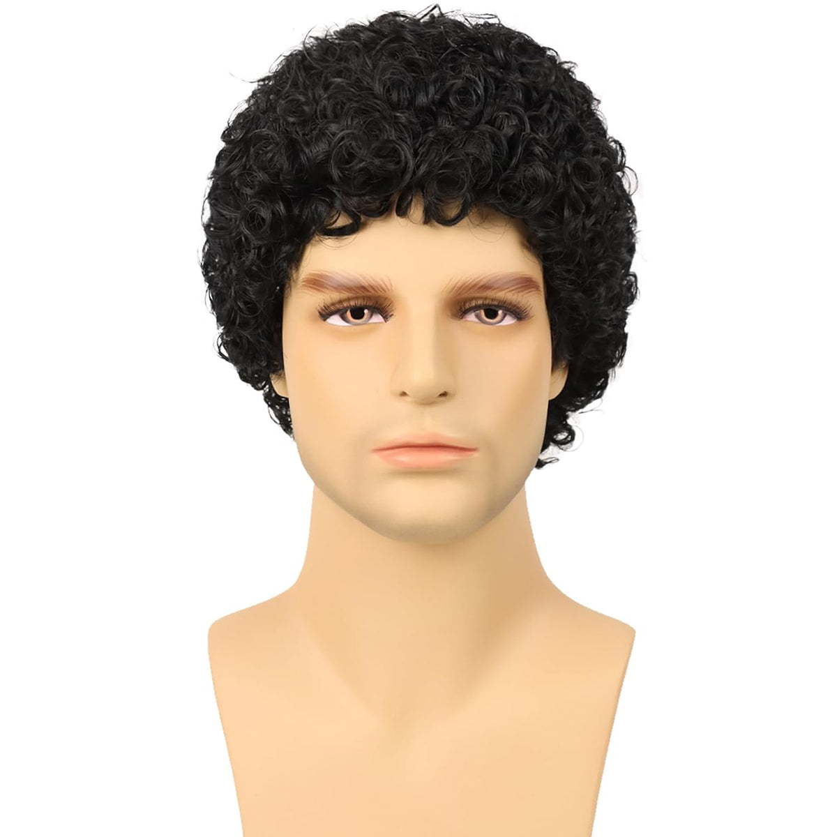 G&amp;T Wig Peluca corta rizada afro para hombre, peluca de disco d...