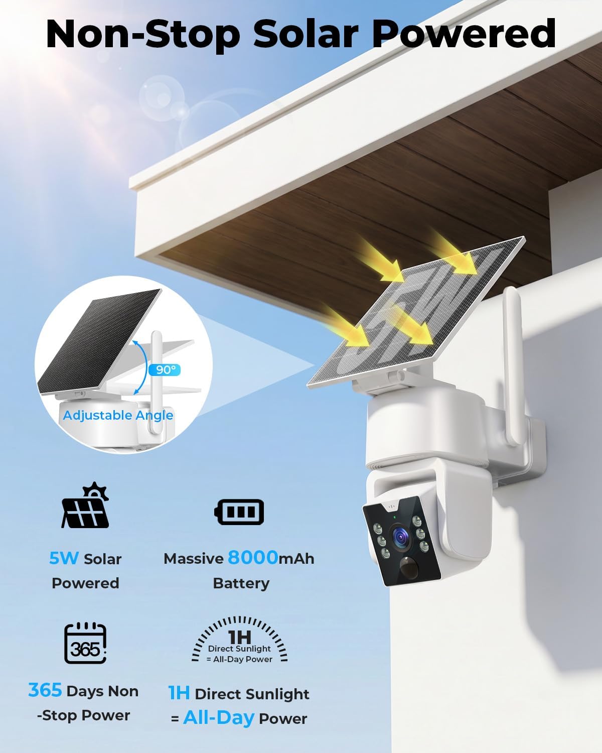 Carltec Sistema de cámara de seguridad solar sin cargo mensual con...