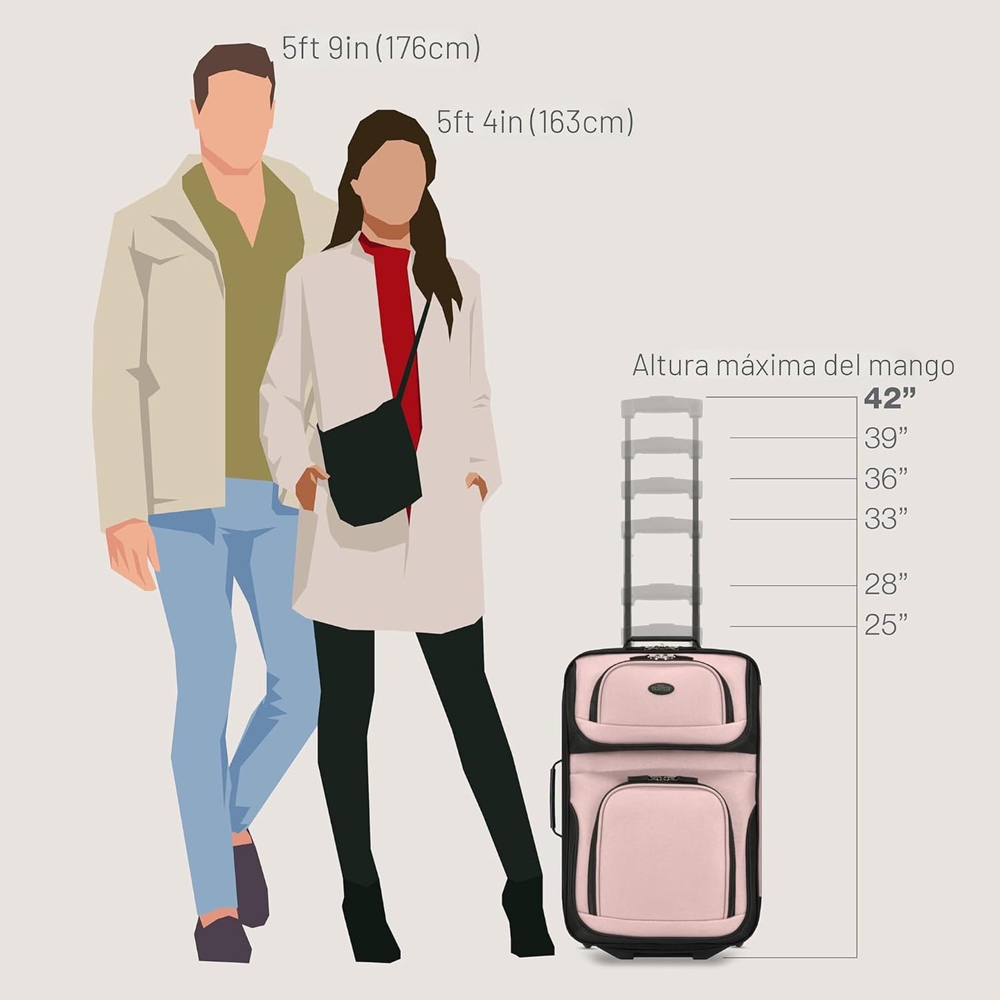 Maleta de cabina con ruedas, expandible, ligera U.S. Traveler Rio,...
