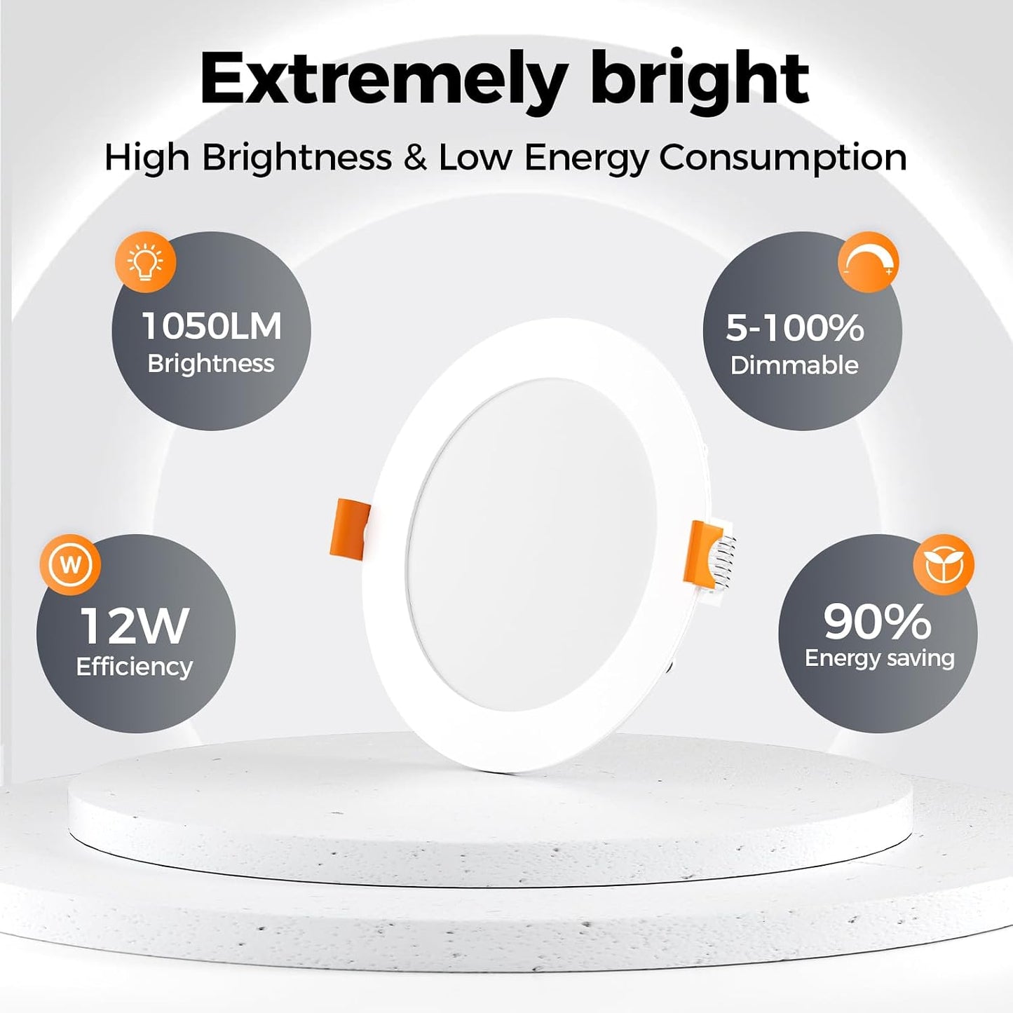 CHARKEE - Paquete de 24 unidades de lámpara de techo empotrable LED...