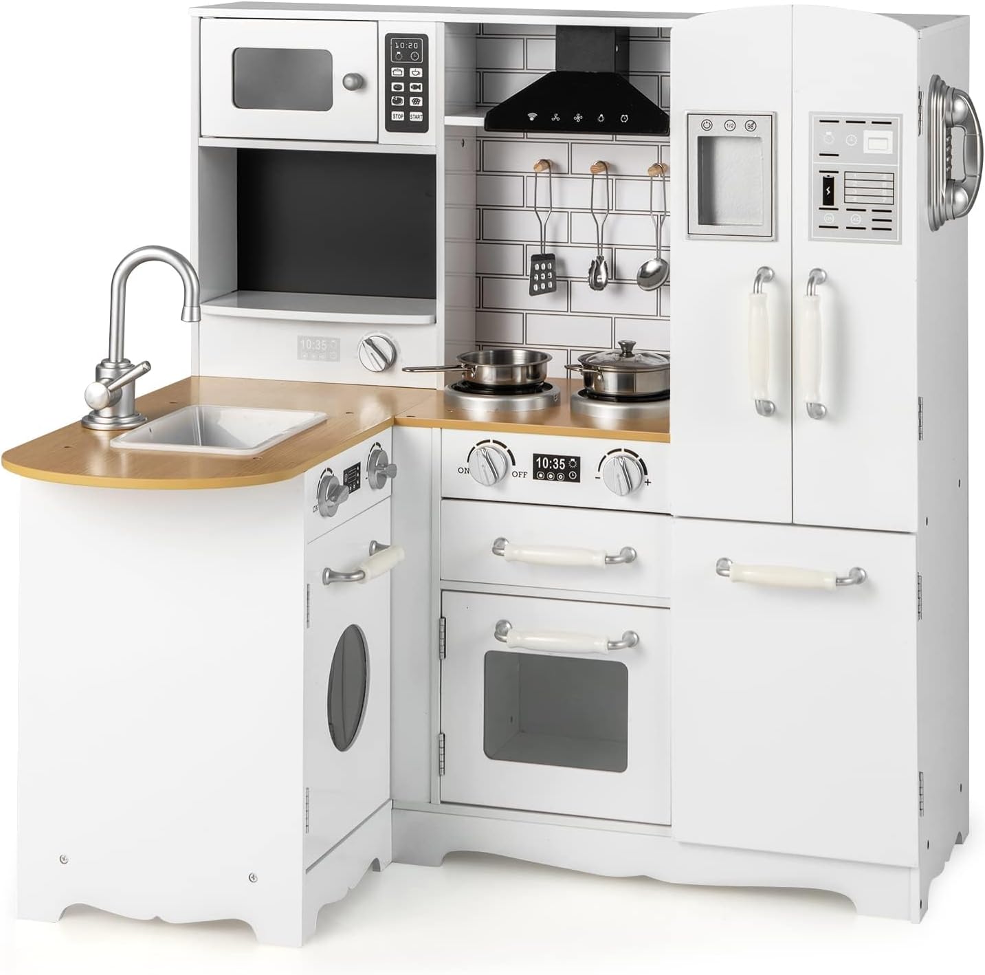 Costzon Juego de Cocina de Esquina para Niños, Juego de Cocina de M...