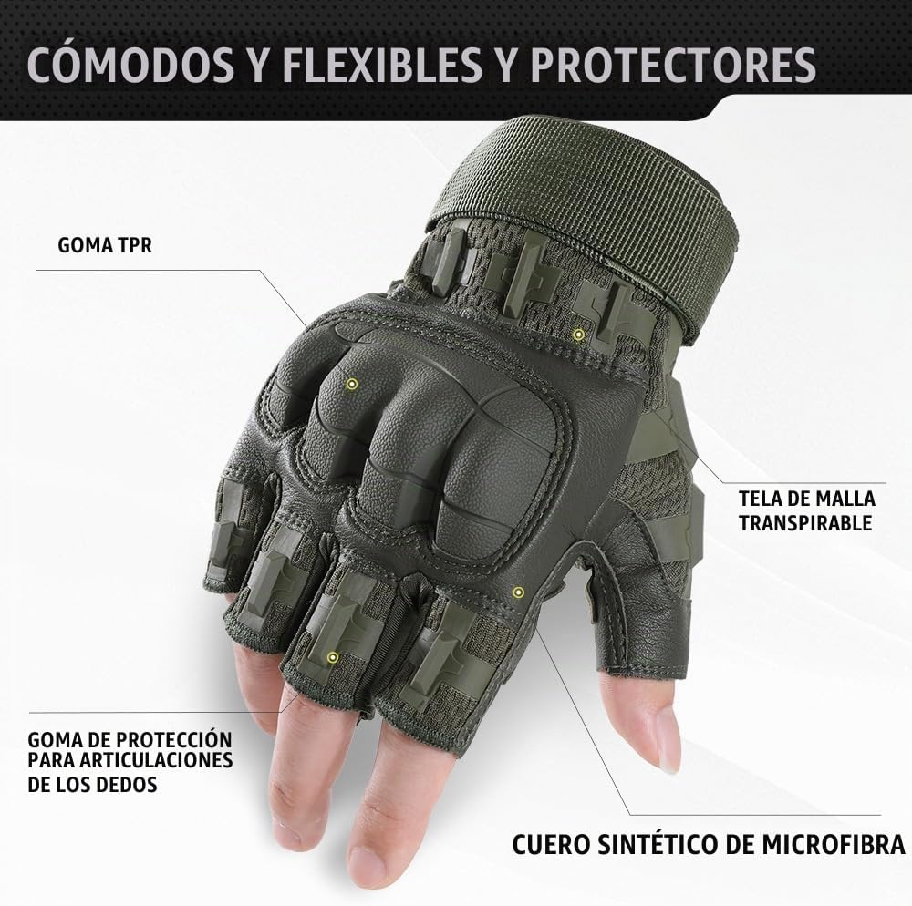 WTACTFUL Guantes tácticos sin dedos para hombres y mujeres, palma r...