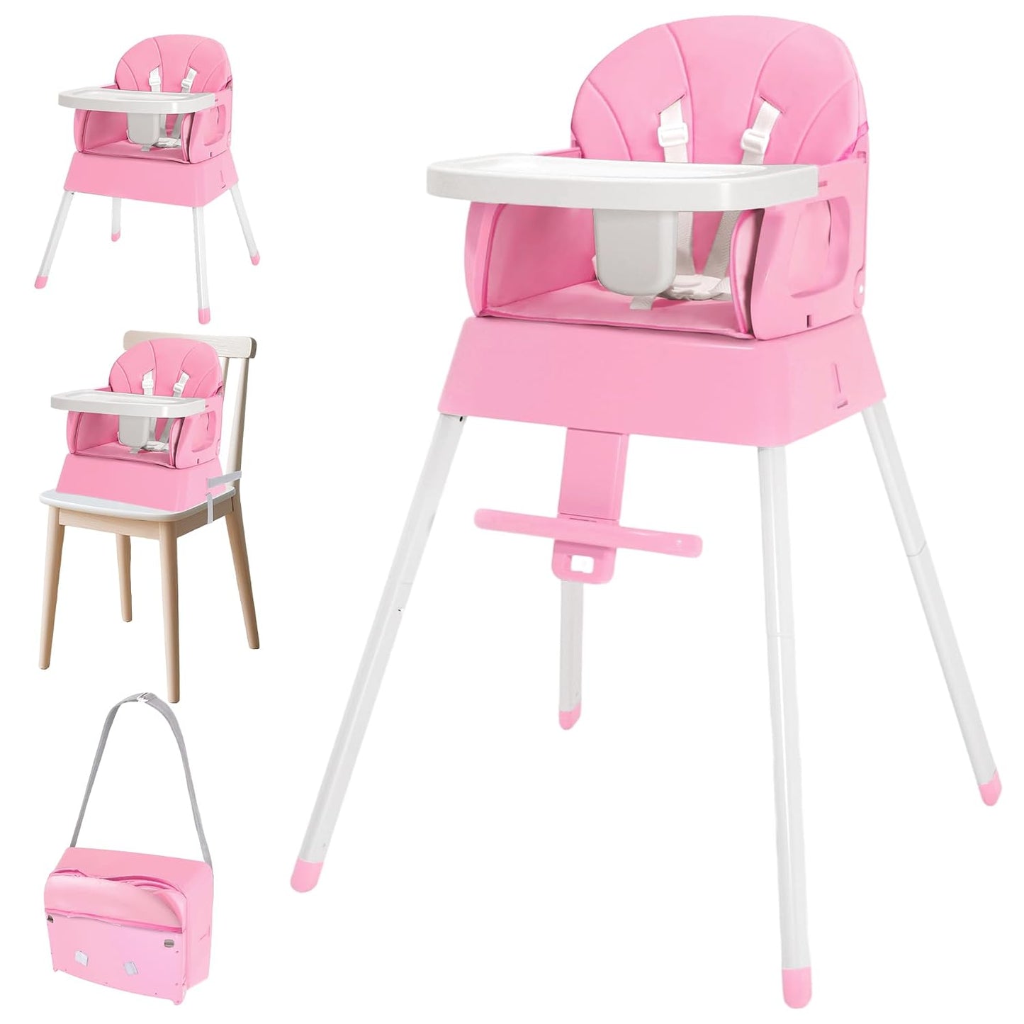 BOSEDSANG Silla Alta para Bebé 4 en 1, Silla Alta Convertible para...