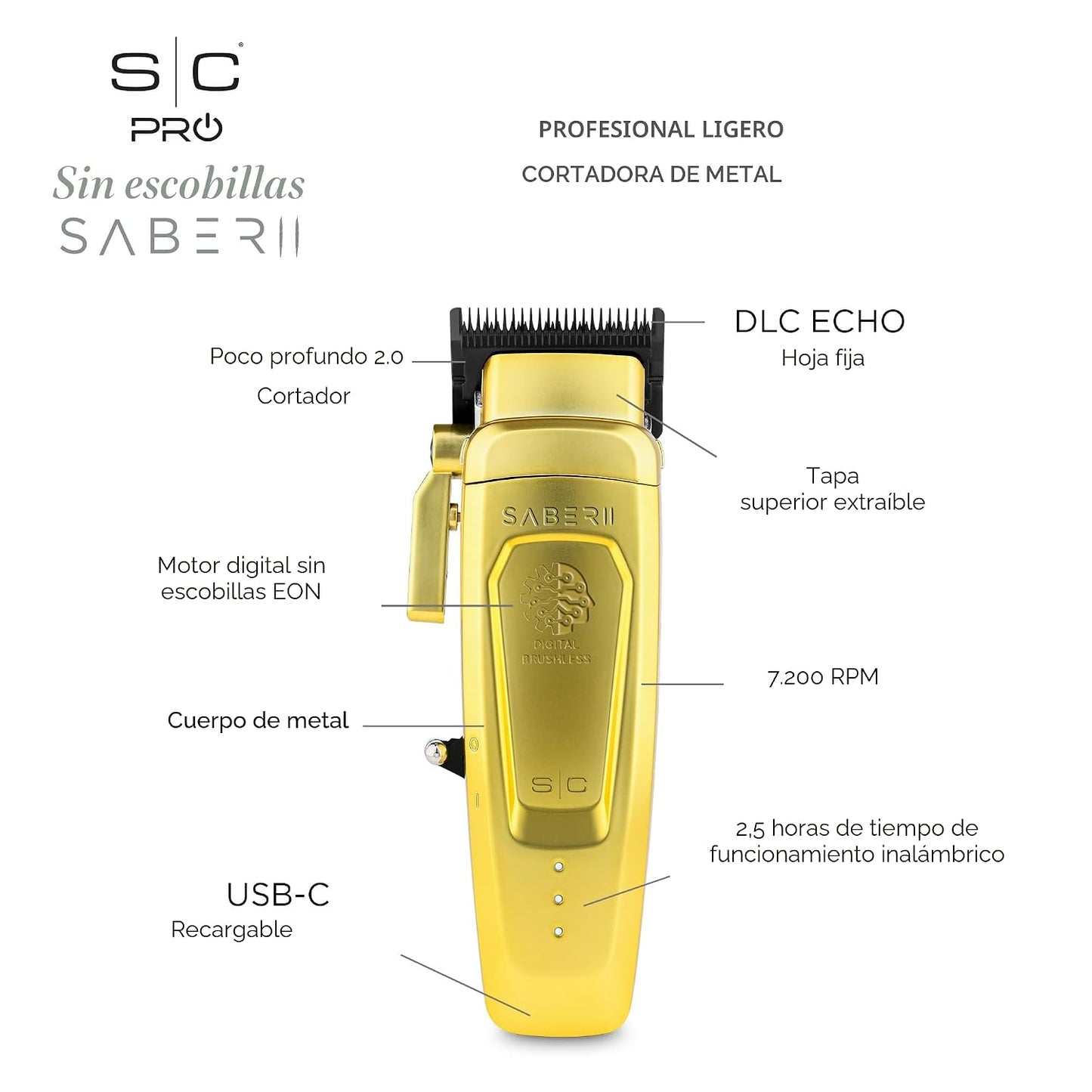 Stylecraft Sabre 2 Cortapelos profesional inalámbrico con motor sin...