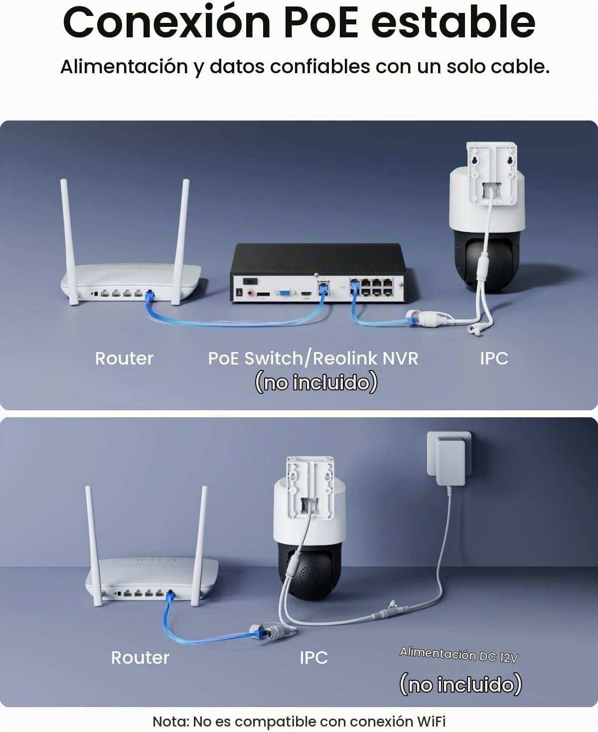 REOLINK TrackMix PoE Cámara de seguridad PTZ de doble lente 6X segu...