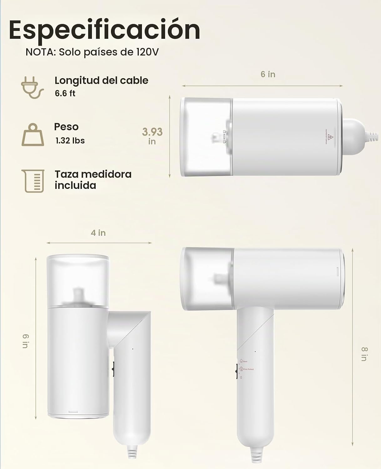 Vaporizador de mano para ropa, vaporizador de viaje plegable de 120...
