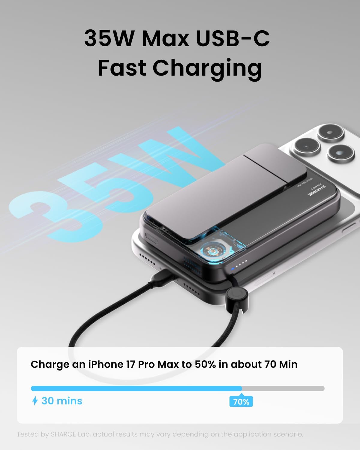 sharge para MagSafe Power Bank Qi2.2 25W 10000mAh cargador portátil...
