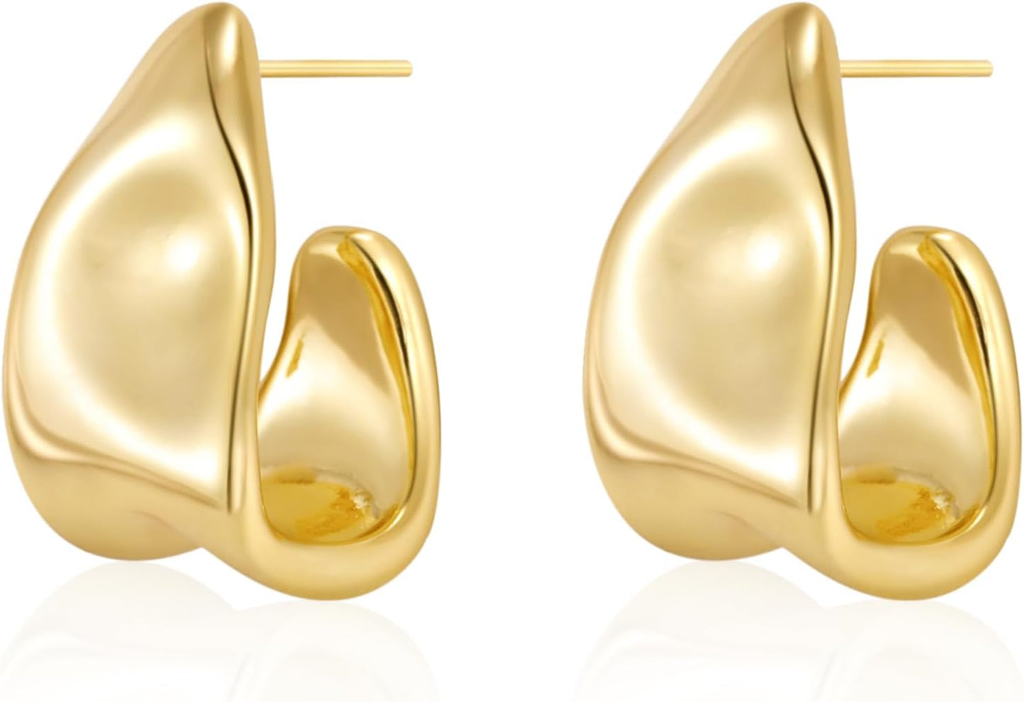Amicon Pendientes de oro grueso para mujer, chapados en oro de 14 q...