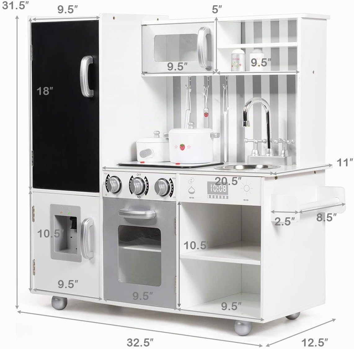 Costzon Juego de cocina de madera para niños, juego de simulación d...